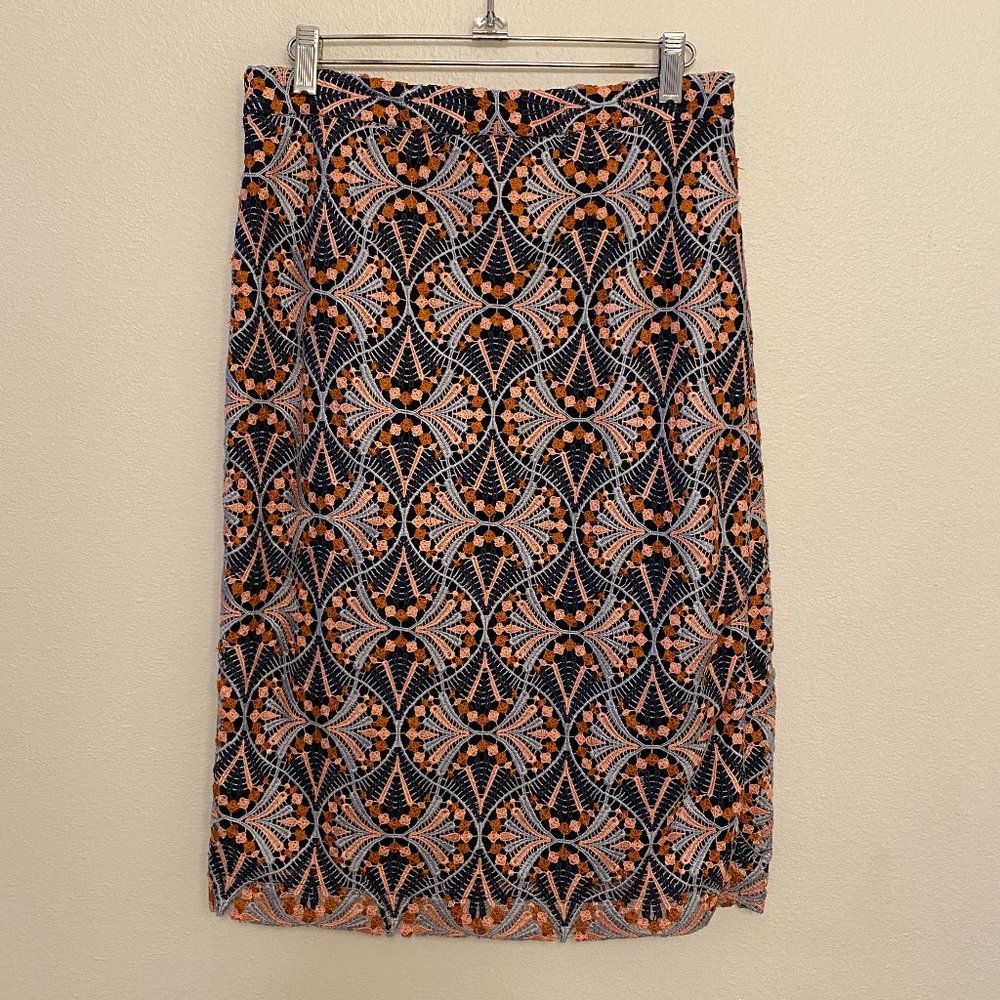 Anthropologie Eva Franco Blue & Pink Lace Skirt - Picture 1 of 7